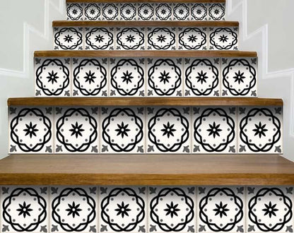 4" X 4" Black and White Rolla Peel and Stick Removable Tiles