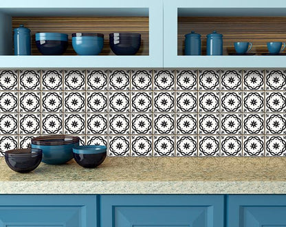 4" X 4" Black and White Rolla Peel and Stick Removable Tiles