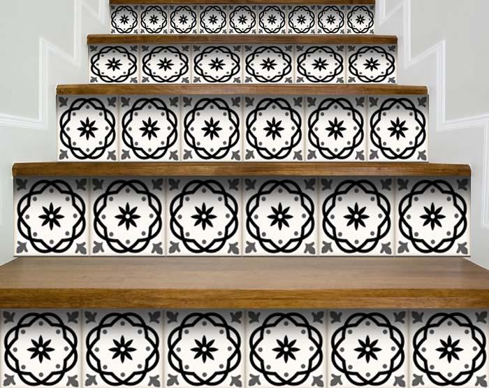 6" X 6" Black and White Rolla Peel and Stick Removable Tiles