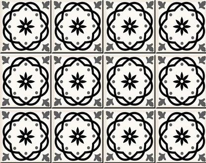 6" X 6" Black and White Rolla Peel and Stick Removable Tiles