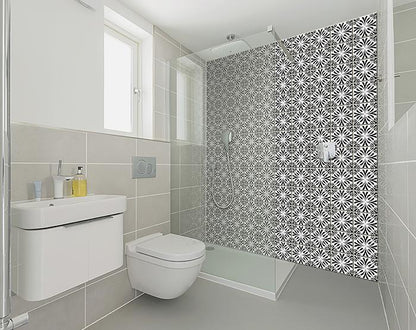 6" X 6" Black and White Flo Peel and Stick Removable Tiles