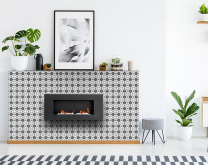 6" X 6" Black and White Gerber Peel and Stick Removable Tiles