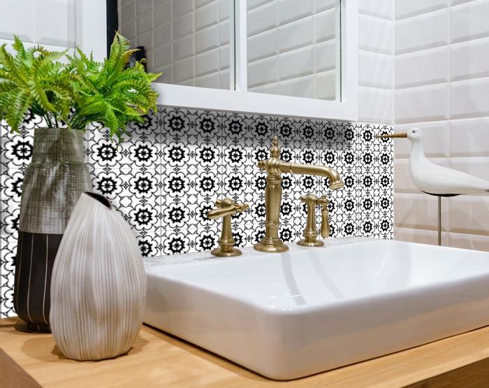 6" X 6" Black and White Gerber Peel and Stick Removable Tiles