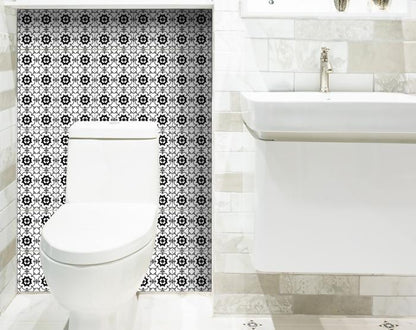 8" X 8" Black and White Gerber Peel and Stick Removable Tiles