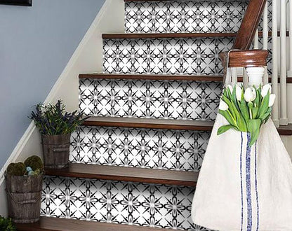 5" X 5" Black and White Quattra Peel and Stick Removable Tiles