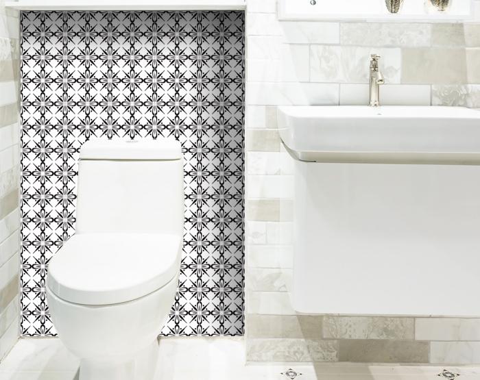 8" X 8" Black and White Quattra Peel and Stick Removable Tiles