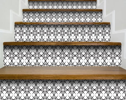 8" X 8" Black and White Quattra Peel and Stick Removable Tiles