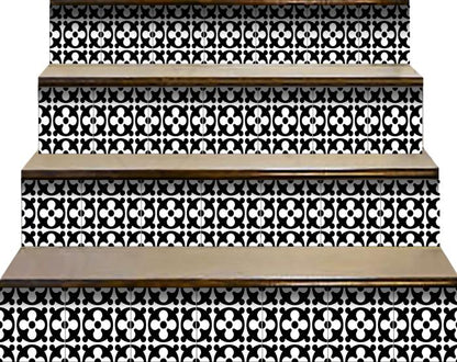 4" X 4" Black and White Medeci Peel and Stick Removable Tiles