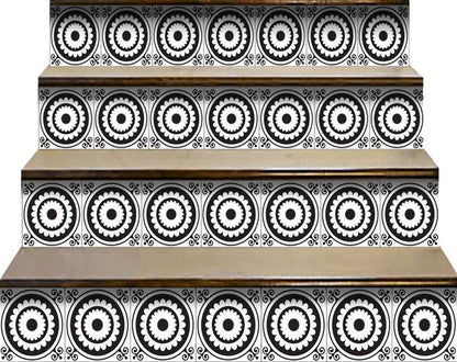 5" X 5" Black and White Posy Peel and Stick Removable Tiles