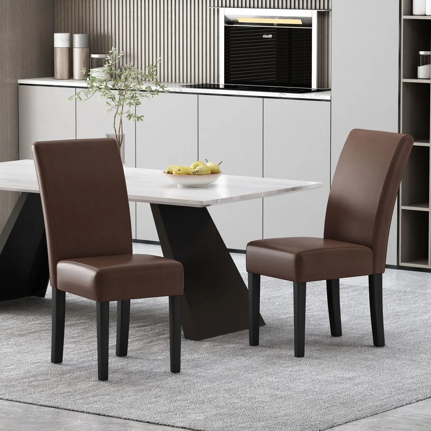 Contemporary Dining Chair With Rubberwood Legs (Set of 2)