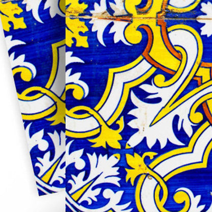 6" X 6" Blue and Yellow Links Peel And Stick Tiles