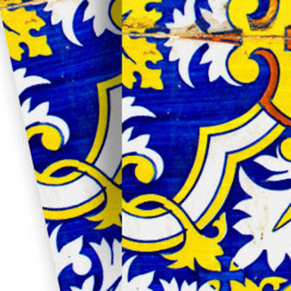 7" X 7" Blue and Yellow Links Peel And Stick Tiles