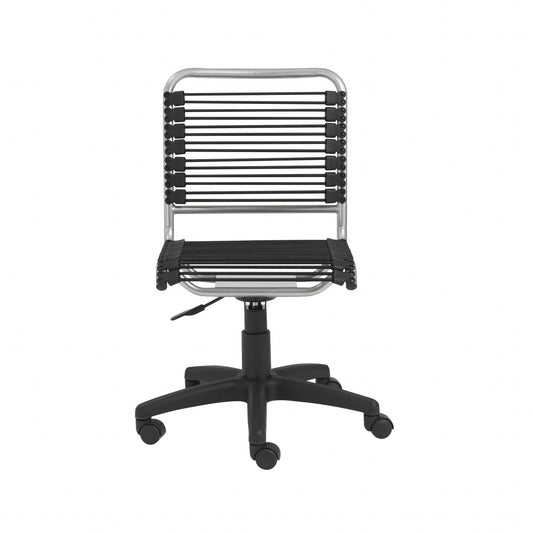 Black and Silver Adjustable Swivel Bungee Rolling Office Chair