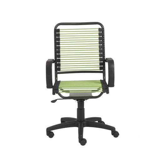 Green and Black Adjustable Swivel Bungee Rolling Office Chair