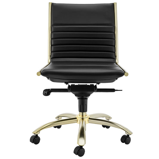 Black and Gold Adjustable Swivel Faux Leather Rolling Conference Office Chair