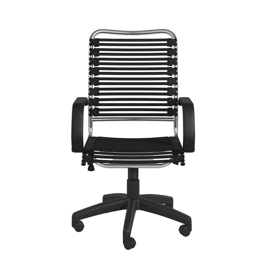 Black and Silver Adjustable Swivel Bungee Rolling Office Chair