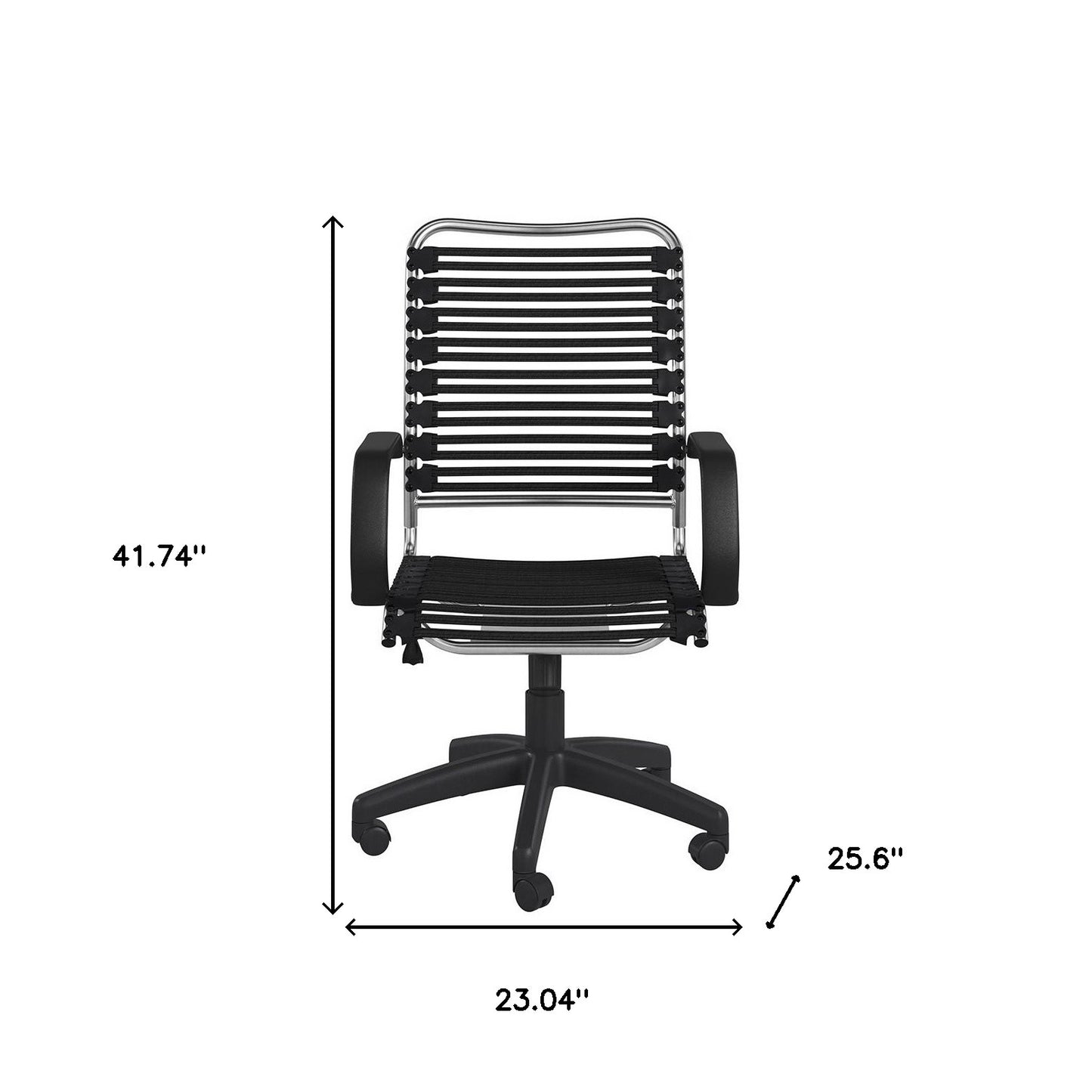 Black and Silver Adjustable Swivel Bungee Rolling Office Chair