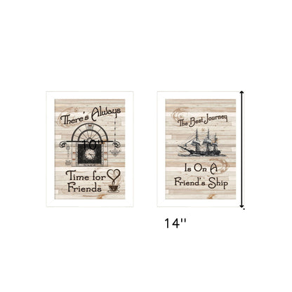 Set Of Two Friendship Journey 3 White Framed Print Wall Art