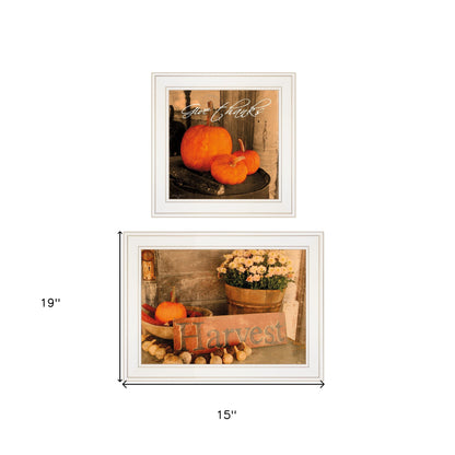 Set Of Two Autumn Harvest 1 White Framed Print Wall Art