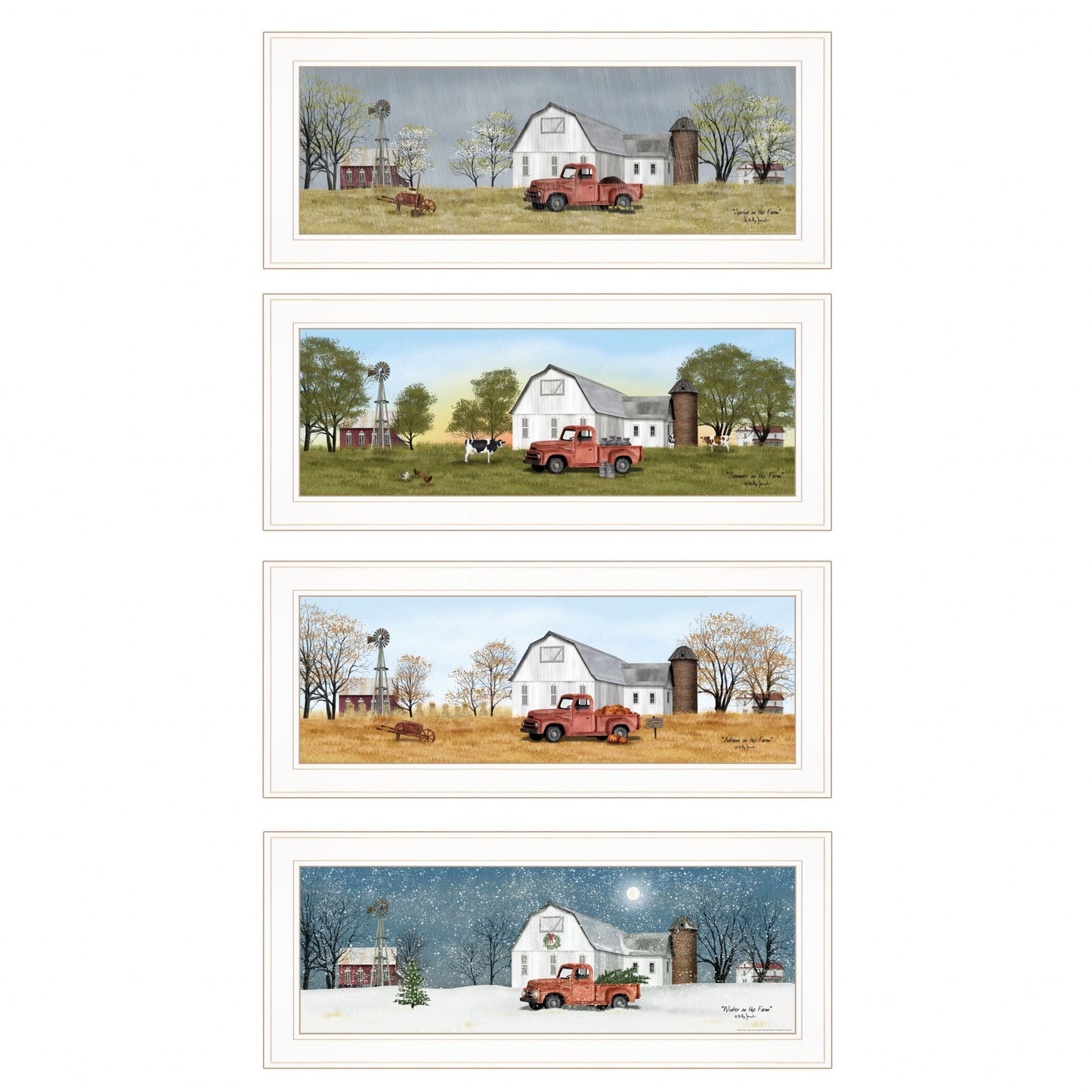 Set Of Four Billy Jacobs Four Seasons Collection V 4-Piece White Frame White Framed Print Wall Art