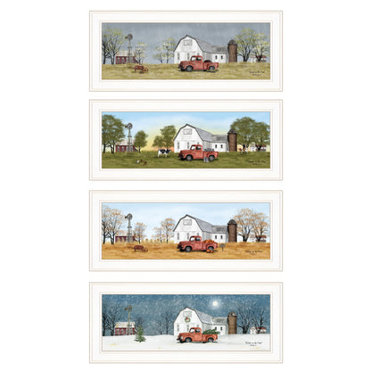 Set Of Four Billy Jacobs Four Seasons Collection V 4-Piece White Frame White Framed Print Wall Art