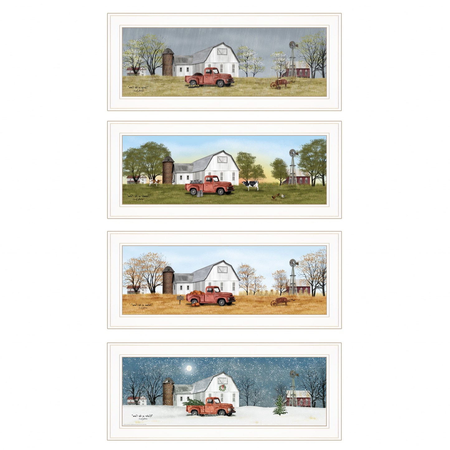Set Of Four Billy Jacobs Four Seasons Collection V 4-Piece White Frame White Framed Print Wall Art