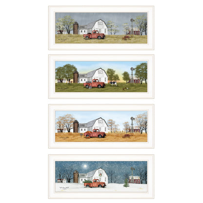 Set Of Four Billy Jacobs Four Seasons Collection V 4-Piece White Frame White Framed Print Wall Art