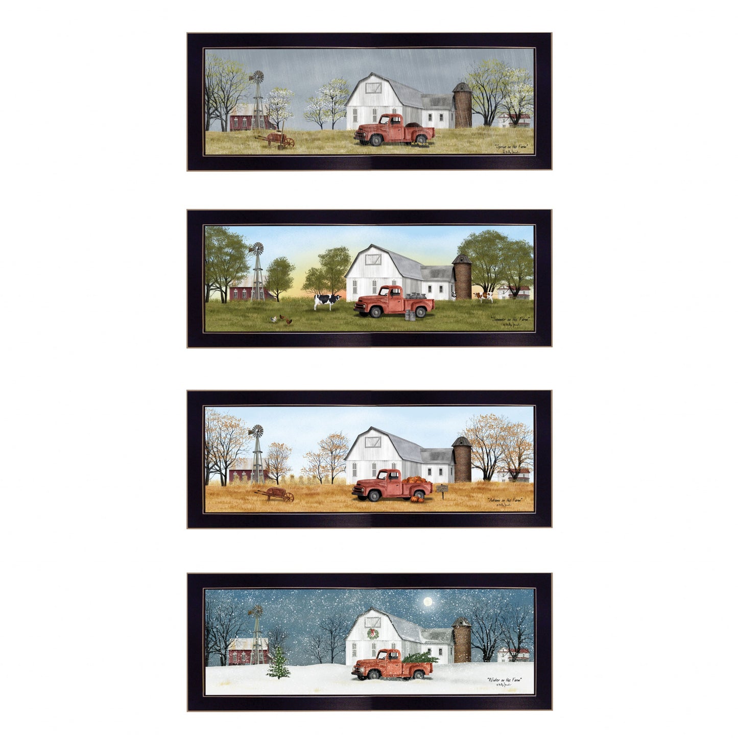 Set Of Four Billy Jacobs Four Seasons Collection V 4-Piece Black Frame 3 Black Framed Print Wall Art