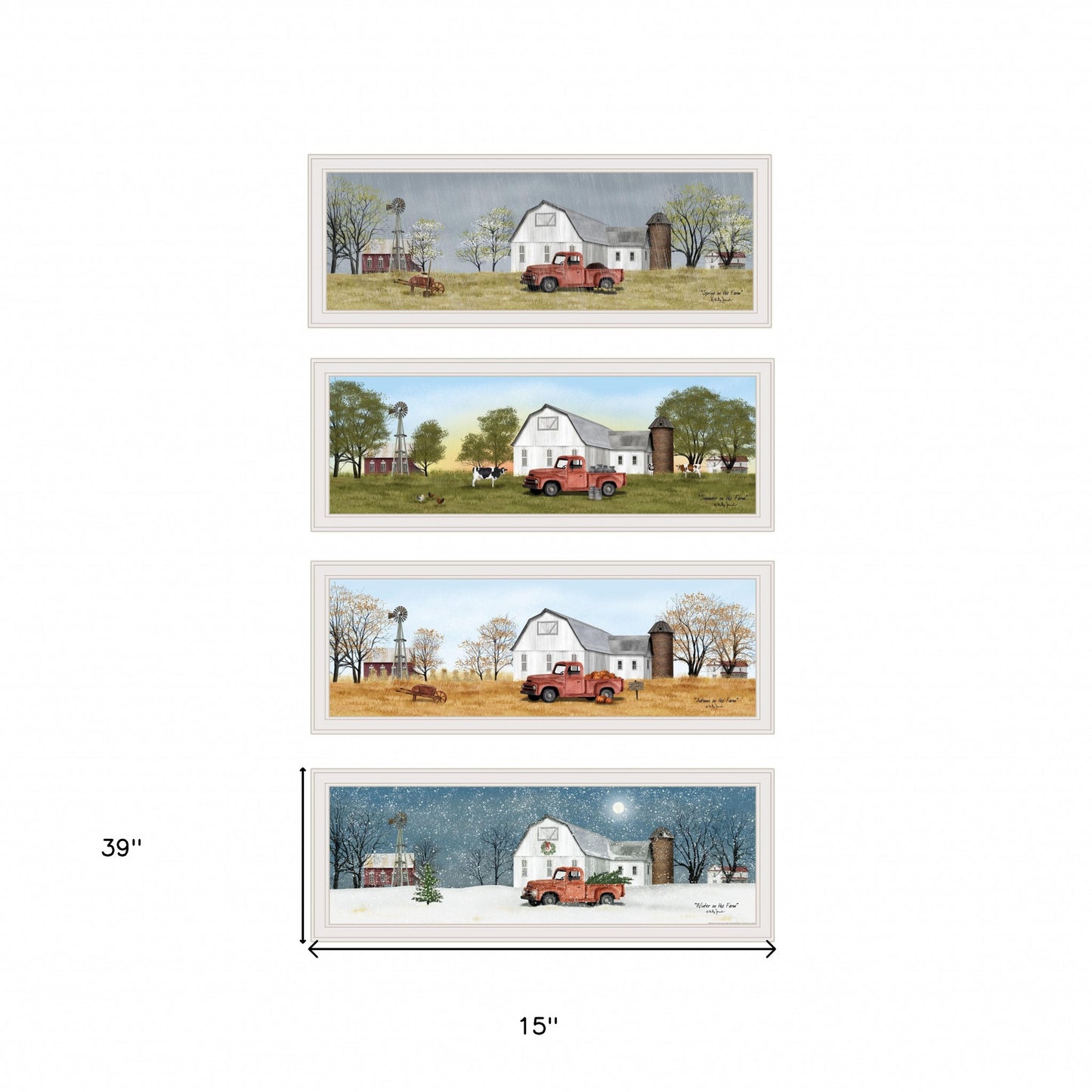 Set Of Four Billy Jacobs Four Seasons Collection VII 4-Piece 1 White Framed Print Wall Art