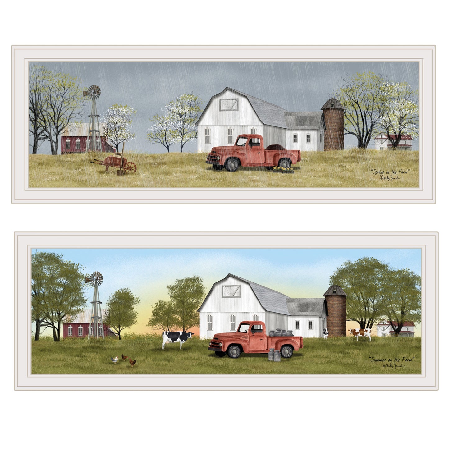 Set Of Two Billy Jacobs Summer Or Spring Seasonal White Frame White Framed Print Wall Art