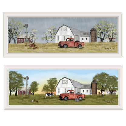 Set Of Two Billy Jacobs Summer Or Spring Seasonal White Frame White Framed Print Wall Art