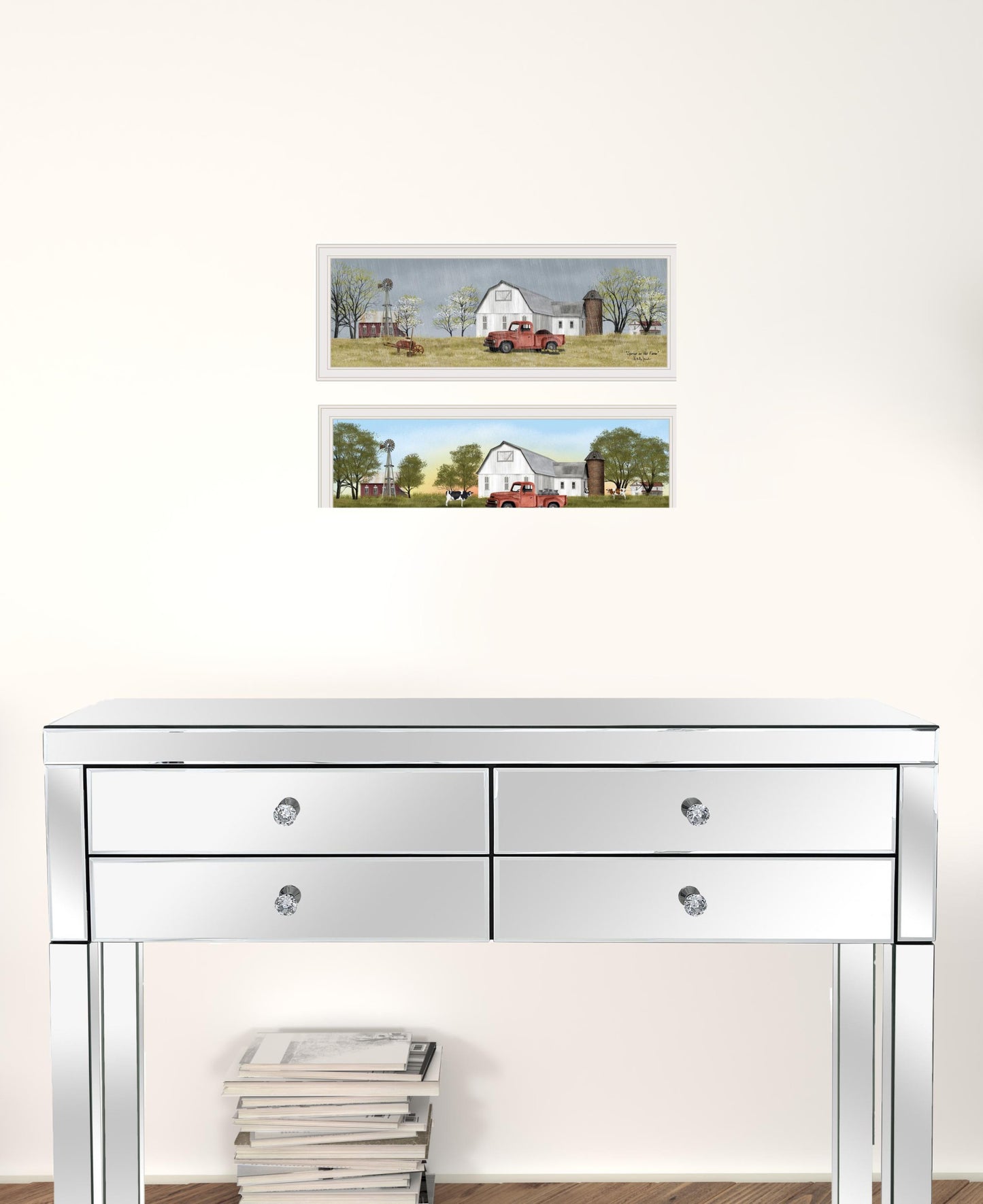 Set Of Two Billy Jacobs Summer Or Spring Seasonal White Frame White Framed Print Wall Art