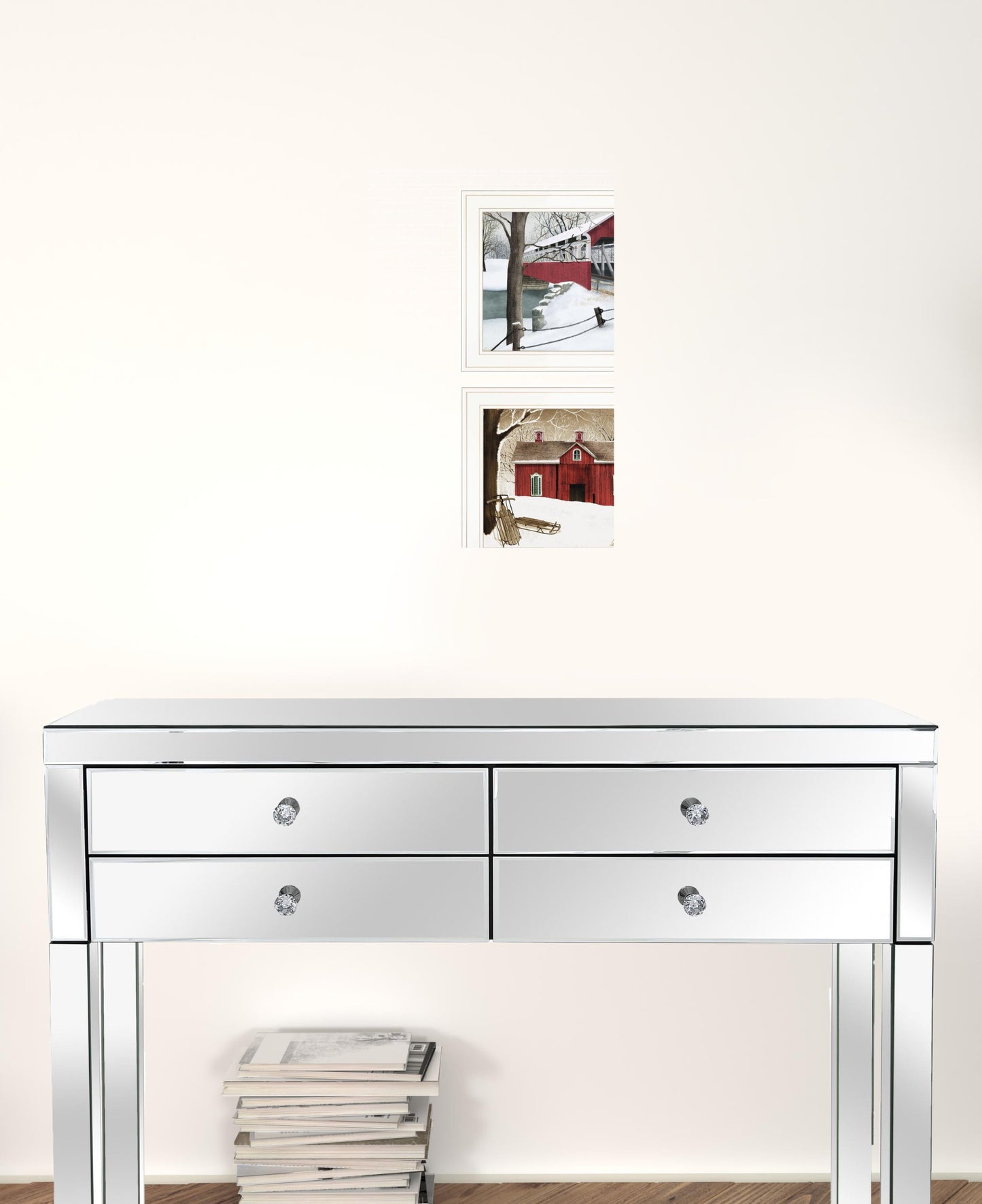 Set Of Two Winter Evening 1 White Framed Print Wall Art