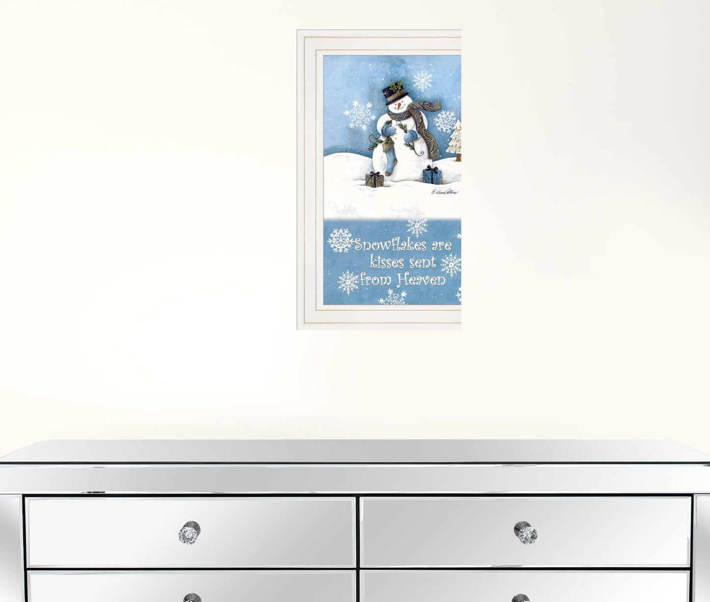 Trendy Snowman 1 White Framed Print Wall Art