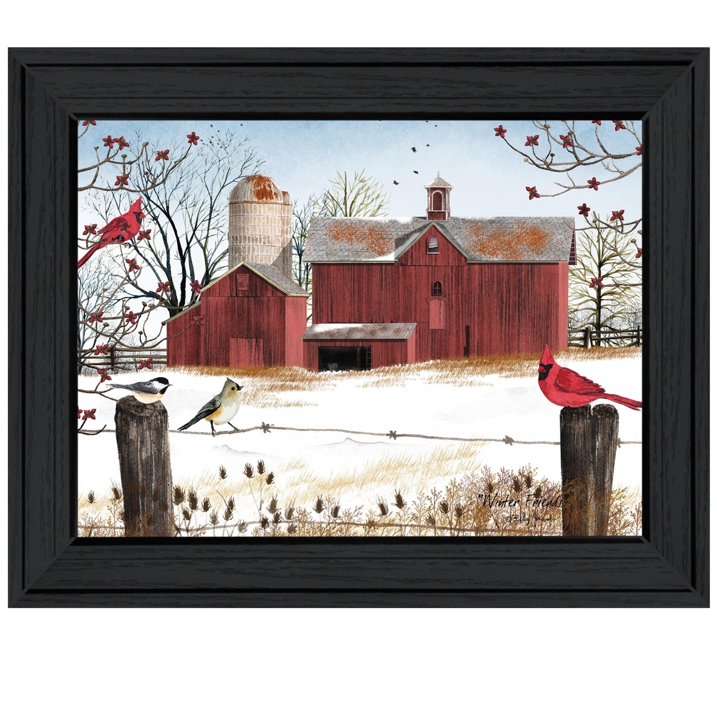 Winter Friends 4 Black Framed Print Wall Art