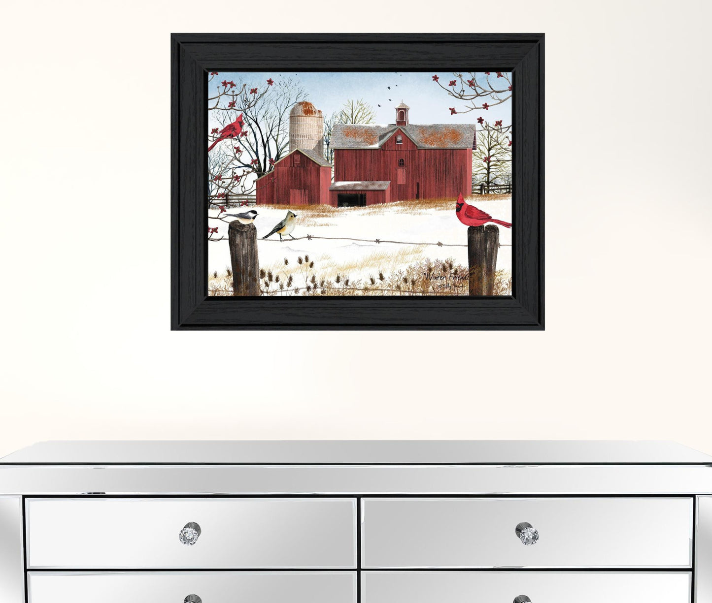 Winter Friends 4 Black Framed Print Wall Art