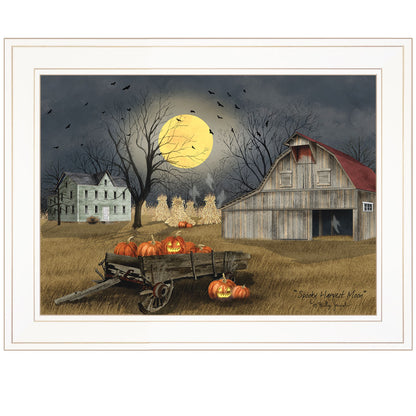 Spooky Harvest Moon 2 White Framed Print Wall Art