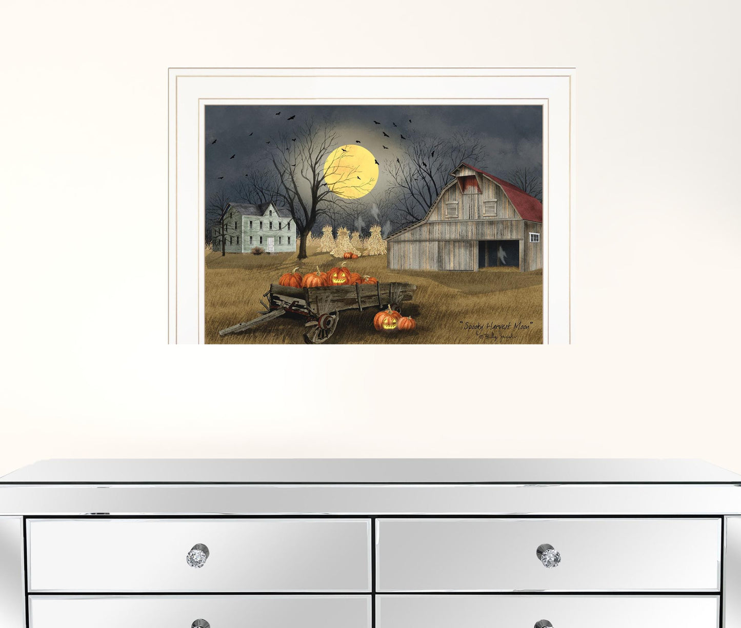 Spooky Harvest Moon 2 White Framed Print Wall Art