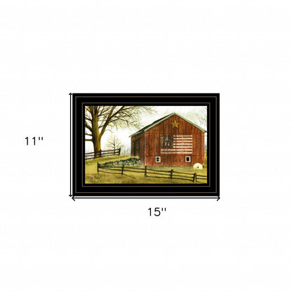 Flag Barn 3 Black Framed Print Wall Art