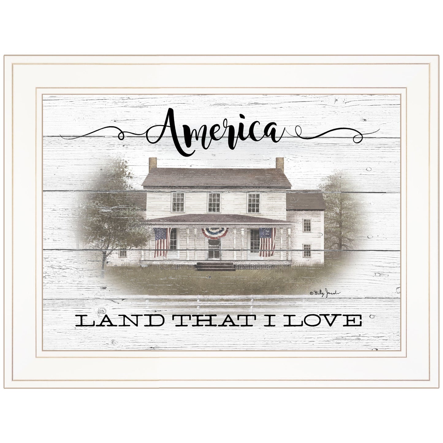 America Land That I Love White Framed Print Wall Art