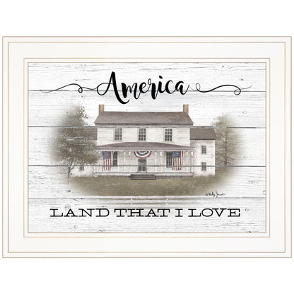 America Land That I Love White Framed Print Wall Art