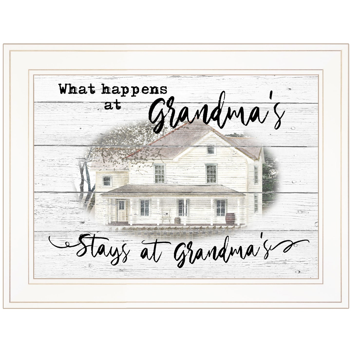 Stays At Grandmas White Framed Print Wall Art