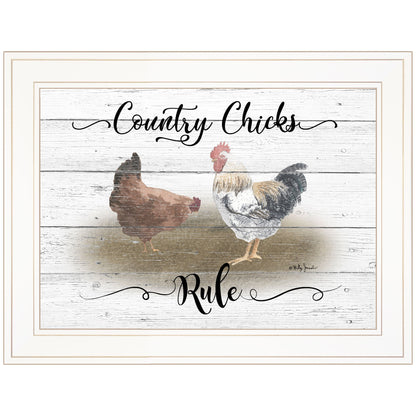 Country Chicks Rule White Framed Print Wall Art