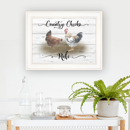 Country Chicks Rule White Framed Print Wall Art