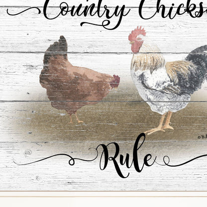 Country Chicks Rule White Framed Print Wall Art