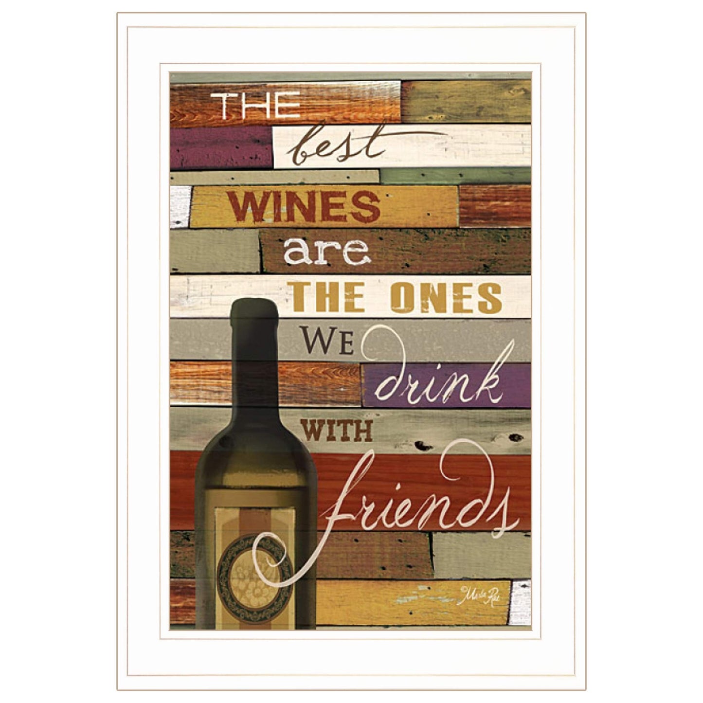 Wine With Friends White Framed Print Wall Art