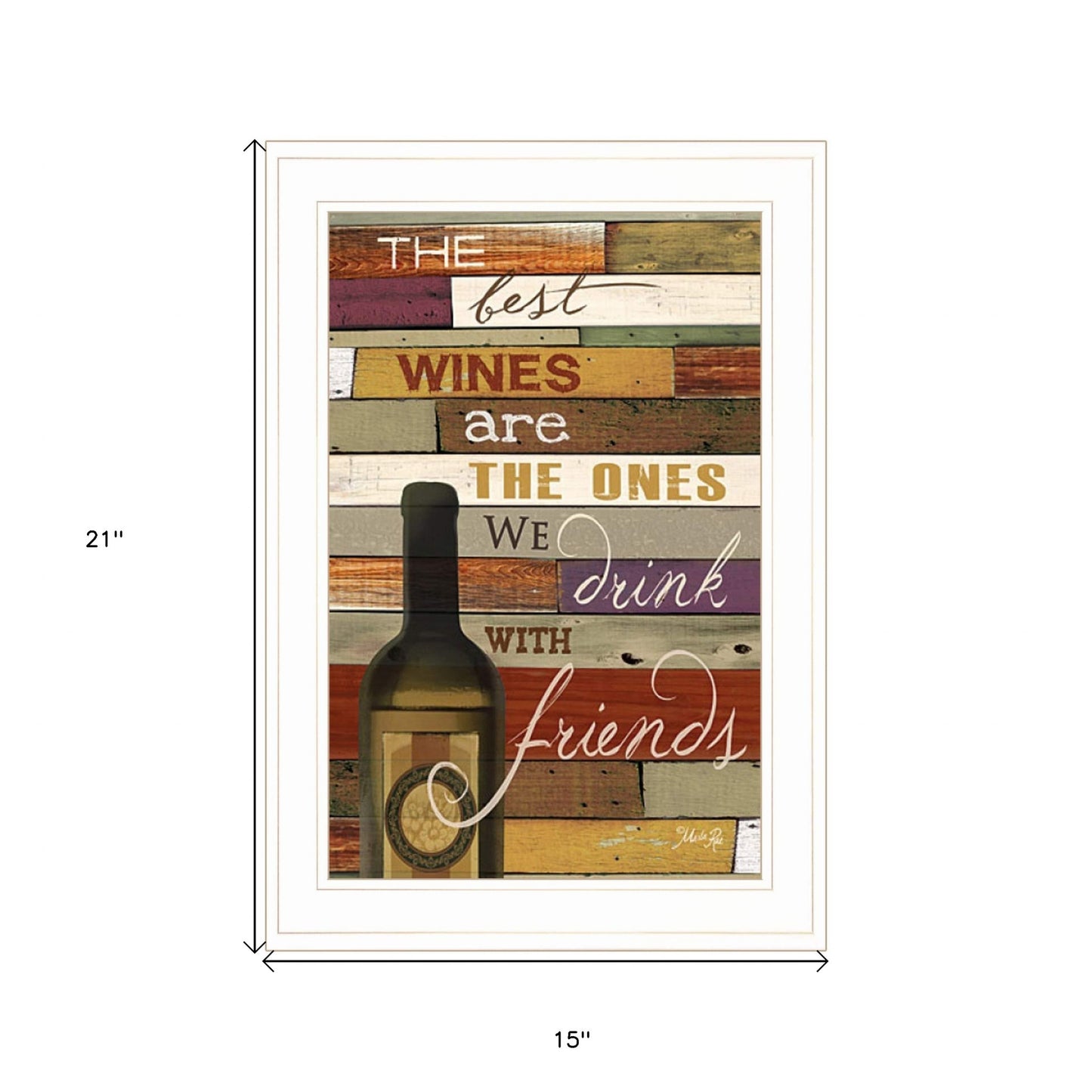 Wine With Friends White Framed Print Wall Art