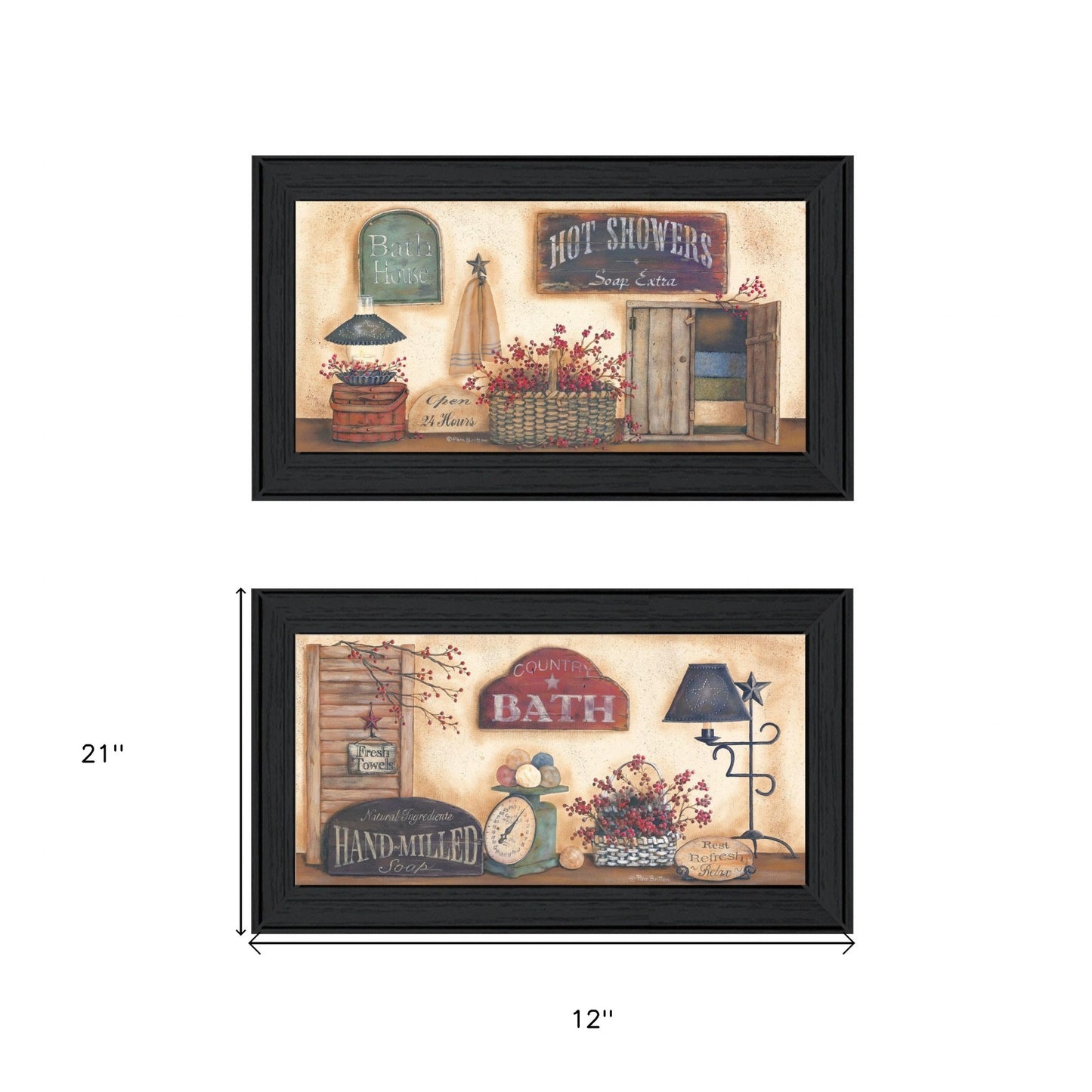 Set Of Two Bath 3 Black Framed Print Wall Art