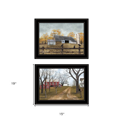 Set Of Two Country Roads 2 Black Framed Print Wall Art