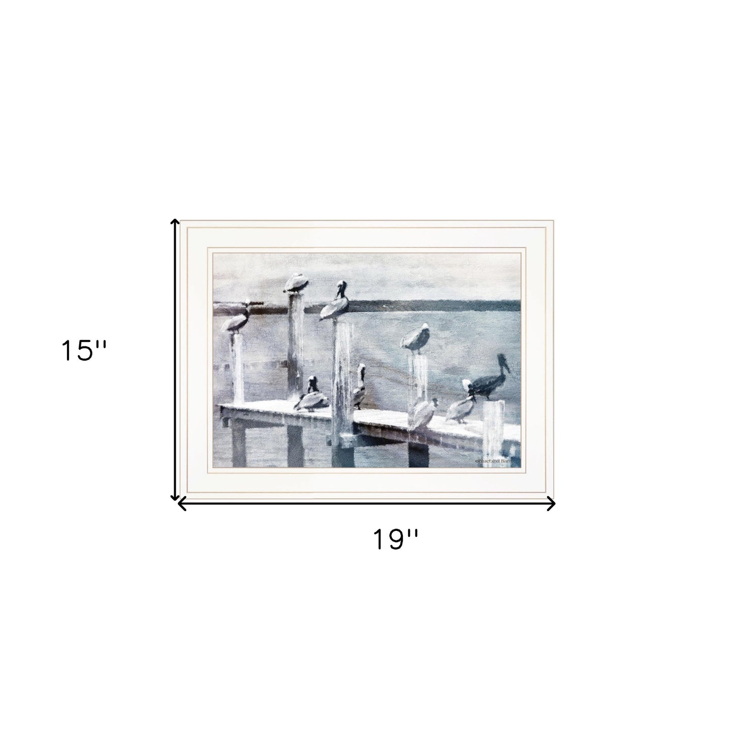 Birds On A Pier 2 White Framed Print Wall Art